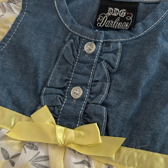 3-6 month old Denim Jean dress with attached yellow lemon pattern skirt - Picture 2 of 9